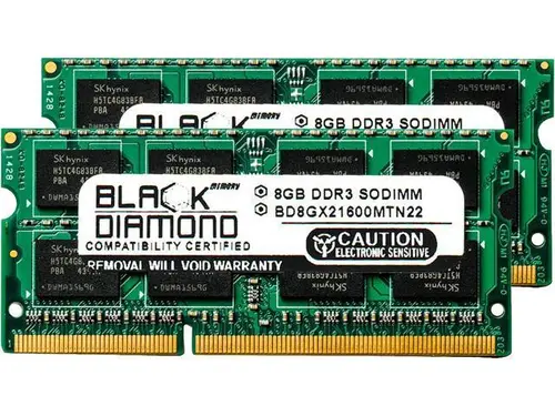 Black Diamond Memory 16GB (2 x 8GB) 204-Pin DDR3 SO-DIMM DDR3 1600 (PC3 12800) Notebook Memory Model BD8GX21600MTN22