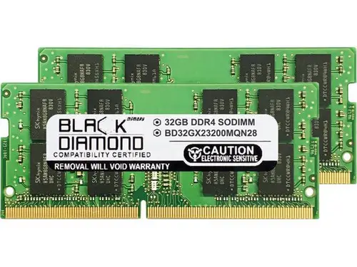 Black Diamond Memory 64GB (2 x 32GB) 260-Pin DDR4 SO-DIMM DDR4 3200 (PC4 25600) Laptop Memory Model BD32GX23200MQN28