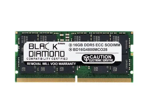 Black Diamond 16GB DDR5 4800 ECC SODIMM Memory BD16G4800MCO28