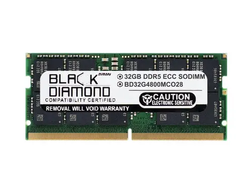 Black Diamond 32GB DDR5 4800 ECC SODIMM Memory BD32G4800MCO28
