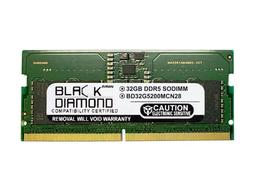 Black Diamond 32GB (2Rx8) DDR5 5200 SODIMM Memory BD32G5200MCN28