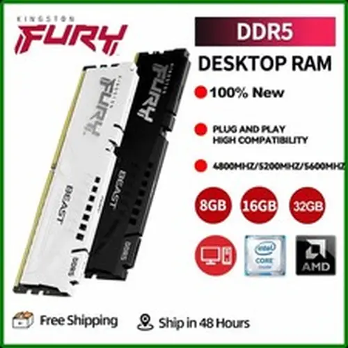 Kingston FURY Beast DDR5 RAM 8GB 16GB 32G 4800 5200 5600 Desktop Memory Gaming