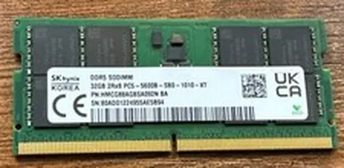 1 X 32GB SK Hynix DDR5 SODIMM 5600 Mhz 2Rx8 Laptop RAM Memory - HMCG88AGBSA092N