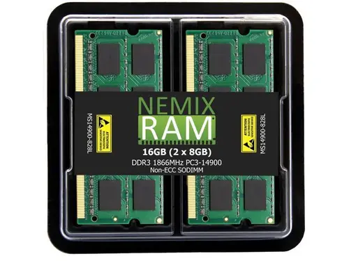 NEMIX RAM 16GB (2X8GB) DDR3 1866MHZ PC3-14900 2Rx8 1.35V 204-PIN Non-ECC SODIMM Laptop PC Memory KIT