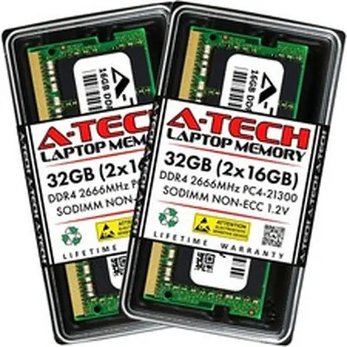A-Tech 32GB 2x 16GB PC4-21300 Laptop SODIMM 260-Pin DDR4 2666 MHz Memory RAM Kit
