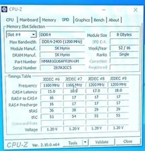 HMA81GU6AFR8N-UH - SK Hynix 8GB 1Rx8 PC4-2400T-UA2-11 Desktop Memory RAM