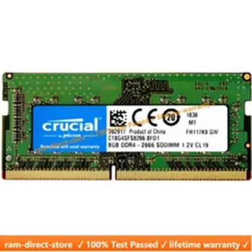 CRUCIAL DDR4 8GB 2666 PC4-21300 Notebook Memory RAM Laptop SODIMM 1x 8GB 2666MHZ