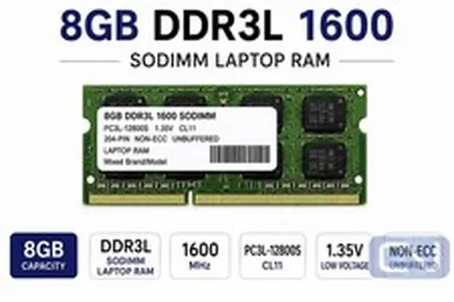 8GB DDR3L 1600 PC3L-12800 Non-ECC 1.35V SODIMM (Laptop Memory) - Mixed Brands