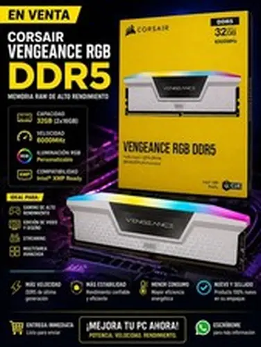 Corsair Vengeance RGB DDR5 32GB (2x16GB) 6000MHz DIMM Intel XMP CMH32G