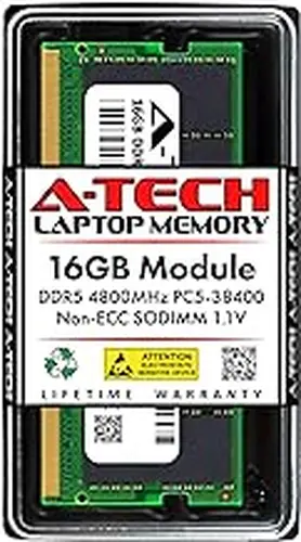 A-Tech 16GB DDR5 4800MHz PC5-38400 CL40 SODIMM 1.1V Non-ECC Unbuffered SO-DIMM 262-Pin Laptop Computer RAM Memory Upgrade Module