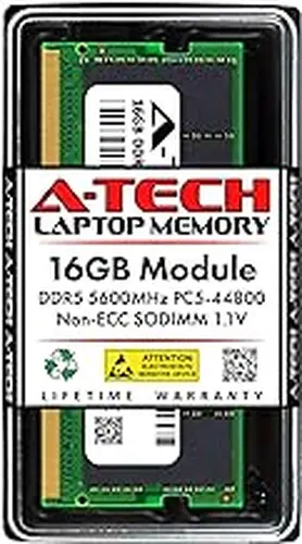 A-Tech 16GB DDR5 5600MHz PC5-44800 CL46 SODIMM 1.1V Non-ECC Unbuffered SO-DIMM 262-Pin Laptop Computer RAM Memory Upgrade Module