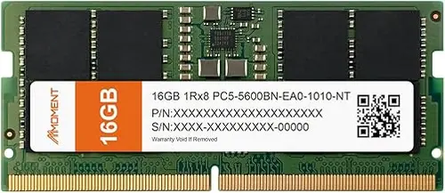 MMOMENT MD-5S DDR5 SODIMM 16GB 5600Mhz (PC5-44800) Laptop Memory Module Ram (CL46, Non-ECC Unbuffered, 1.1V, 262 Pin)