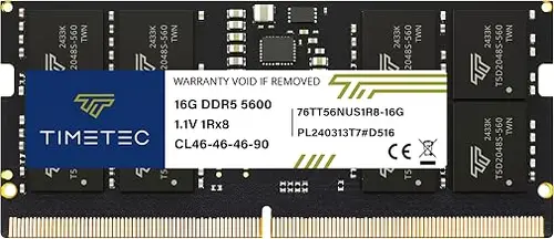 Timetec Premium 16GB DDR5 5600MHz PC5-44800 Unbuffered Non-ECC 1.1V CL46 1Rx8 Single Rank 262Pin SODIMM Laptop Memory RAM Upgrade