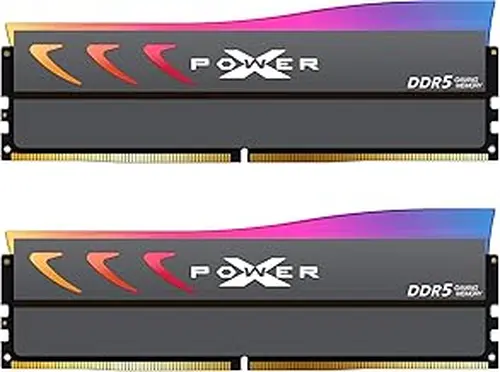 Silicon Power DDR5 32GB (2x16GB) Storm RGB 6000MT/s (PC5-48000) 288-pin CL36 1.35V UDIMM Desktop Memory Module RAM SU032GXLWU60FFDKAB Gray