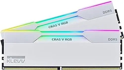 KLEVV CRAS V RGB DDR5 64GB (2x32GB) 6400MHz CL32 SK Hynix A-Die 1.35V Gaming Desktop Ram Memory XMP 3.0 / AMD Expo Ready - White (KD5BGUA80-64A320J)