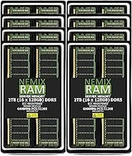 NEMIX RAM 2TB (16X128GB) DDR5 6400MHz PC5-51200 CL52 2Rx4 1.1V 288-PIN ECC RDIMM Registered Server Memory KIT