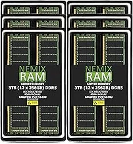 NEMIX RAM 3TB (12X256GB) DDR5 6400MHZ PC5-51200 CL52 4Rx4 1.1V 288-PIN ECC RDIMM Registered Server Memory KIT Compatible with SuperMicro Hyper SuperServer SYS-222HA-TN