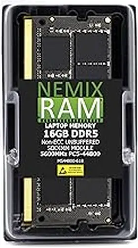 16GB 1X16GB DDR5 5600MHz PC5-44800 1Rx8 1.1V CL46 262-PIN Non-ECC Unbuffered SODIMM NEMIX RAM Laptop PC Memory
