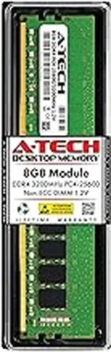 A-Tech 8GB DDR4 3200 MHz UDIMM PC4-25600 (PC4-3200AA) CL22 DIMM Non-ECC Desktop RAM Memory Module