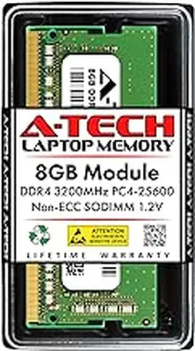 A-Tech 8GB DDR4 3200 MHz SODIMM PC4-25600 (PC4-3200AA) CL22 Non-ECC Laptop RAM Memory Module