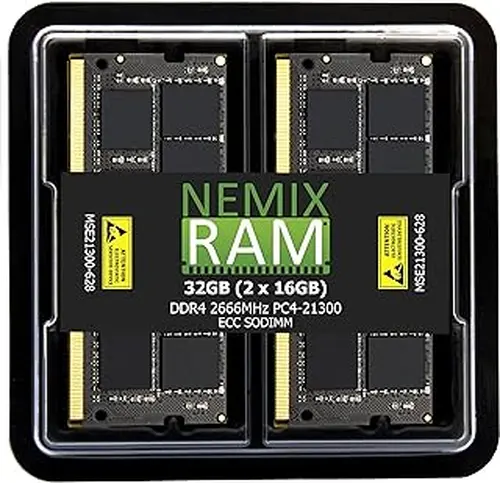 NEMIX RAM 32GB (2X16GB) DDR4 2666MHz PC4-21300 2Rx8 1.2V CL19 260-PIN ECC Unbuffered SODIMM NAS Memory KIT Compatible with Synology D4ECSO-2666-16G