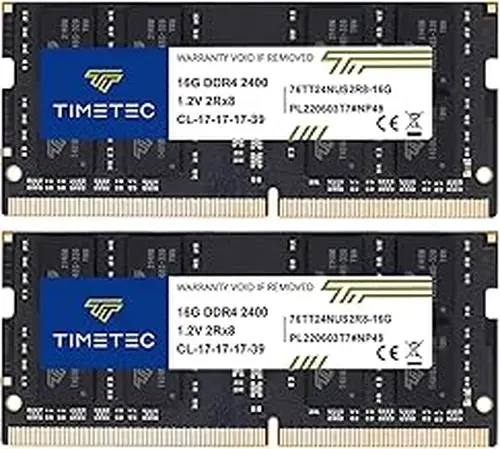 Timetec 32GB KIT (2x16GB) DDR4 2400MHz (PC4-2400T) PC4-19200 SODIMM Laptop RAM – 260-Pin 1.2V CL17 Non-ECC Unbuffered Memory Module for Laptop, Notebook, Mini PC, All-in-One