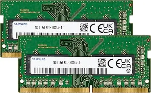 Samsung 32GB (2x16GB) DDR4 3200MHz PC4-25600 (PC4-3200AA) CL22 SODIMM 1Rx8 Single Rank 1.2V 260-Pin Laptop, Notebook RAM Memory