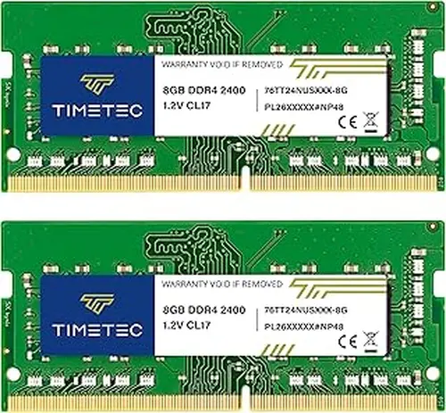 Timetec Premium 16GB KIT (2x8GB) DDR4 2400MHz (PC4-2400T) PC4-19200 SODIMM Laptop RAM – 260-Pin 1.2V CL17 Non-ECC Unbuffered Memory Module for Laptop, Notebook, Mini PC, All-in-One