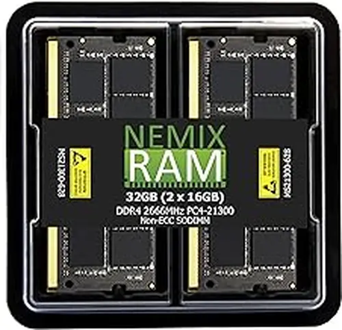 NEMIX RAM 32GB (2X16GB) DDR4 2666MHz PC4-21300 2Rx8 1.2V CL19 260-PIN Non-ECC Unbuffered SODIMM KIT Laptop Memory