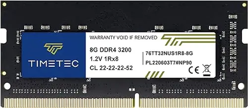 Timetec 8GB DDR4 3200MHz (PC4-3200AA) PC4-25600 SODIMM Laptop RAM – 260-Pin 1.2V CL22 Non-ECC Unbuffered Memory Module for Laptop, Notebook, Mini PC, All-in-One