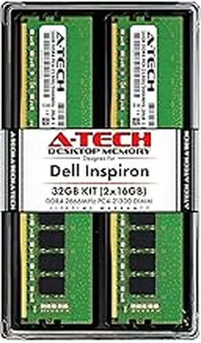 A-Tech 32GB (2x16GB) RAM for Dell Inspiron 3470, 3471, 3670, 3671, 5680 | DDR4 2666MHz DIMM PC4-21300 288-Pin Non-ECC UDIMM Desktop Memory Upgrade Kit