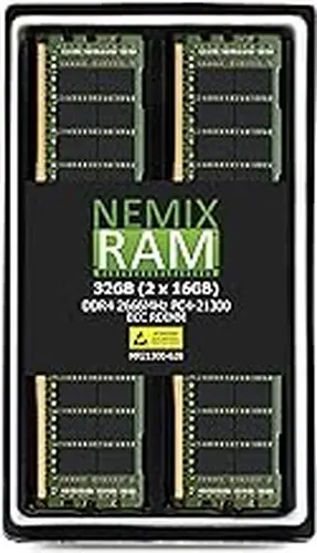 NEMIX RAM 32GB (2X16GB) DDR4 2666MHz PC4-21300 2Rx8 1.2V CL19 288-PIN ECC RDIMM Registered Server Memory KIT