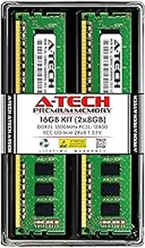 A-Tech Server 16GB Kit (2 x 8GB) 2Rx8 PC3L-12800E DDR3 1600MHz ECC Unbuffered UDIMM 240-Pin Dual Rank DIMM 1.35V Workstation Server Memory RAM Upgrade Stick Modules (A-Tech Enterprise Series)