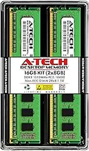 A-Tech RAM 16GB Kit (2x8GB) DDR3 1333 MHz PC3-10600 DIMM - Desktop Computer Memory - CL9 2Rx8 1.5V 240-Pin UDIMM Non-ECC Unbuffered Upgrade Modules