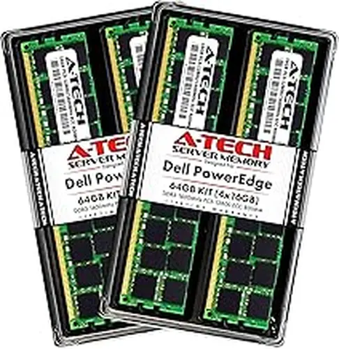 A-Tech 64GB (4x16GB) RAM for Dell PowerEdge R320, R420, R420XR, R520, R620, R720, R720XD, R820, R920 | DDR3 1600MHz ECC-RDIMM PC3-12800 2Rx4 1.5V ECC Registered DIMM Server Memory Upgrade Kit