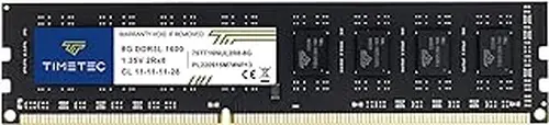 Timetec 8GB DDR3L / DDR3 1600MHz (DDR3L-1600) PC3L-12800 / PC3-12800 (PC3-12800U) Non-ECC Unbuffered 1.35V / 1.5V CL11 2Rx8 Dual Rank 240 Pin UDIMM Desktop PC Computer Memory RAM Module Upgrade (8GB)