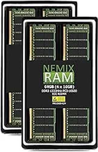 NEMIX RAM 64GB (4X16GB) DDR3 1333MHz PC3-10600 2Rx4 1.5V 240-PIN ECC RDIMM Registered Server Memory KIT Compatible with Apple Mac Pro 2009 2010 2012