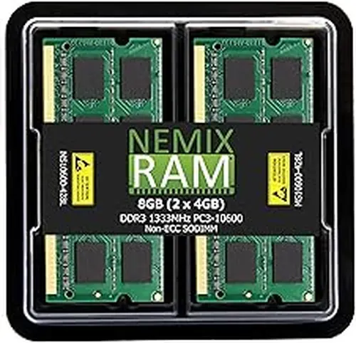 NEMIX RAM 8GB (2X4GB) DDR3 1333MHz PC3-10600 2Rx8 1.35V 204-PIN Non-ECC SODIMM Laptop PC Memory KIT