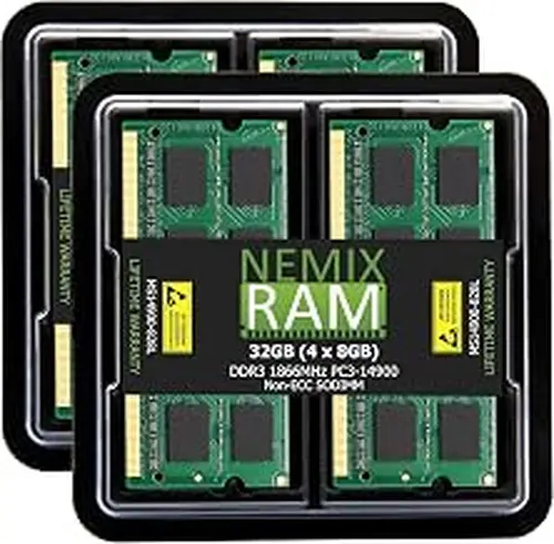 NEMIX RAM 32GB (4X8GB) DDR3 1866MHZ PC3-14900 2Rx8 1.35V 204-PIN Non-ECC SODIMM Laptop Memory KIT Compatible with Apple iMac 27" Late 2015 with Retina 5K Display