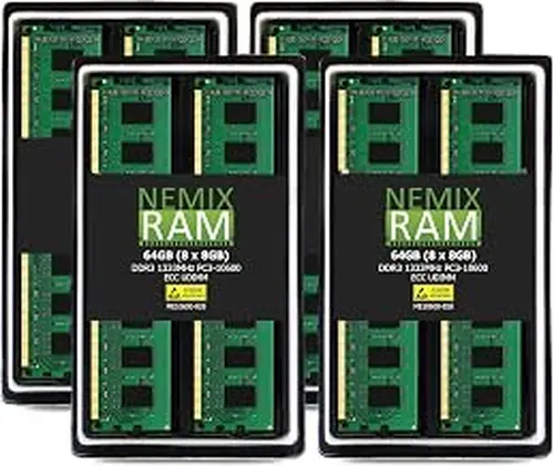 NEMIX RAM 64GB (8X8GB) DDR3 1333MHz PC3-10600 2Rx8 1.5V 240-PIN ECC UDIMM Unbuffered Memory KIT