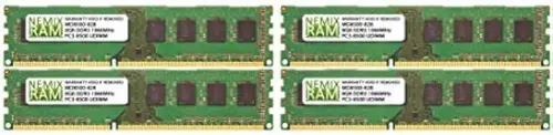 NEMIX RAM 32GB (4X8GB) DDR3 1066MHz PC3-8500 2Rx8 1.5V 240-PIN Non-ECC UDIMM Unbuffered Desktop Memory KIT