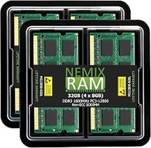 NEMIX RAM 32GB (4X8GB) DDR3 1600MHz PC3-12800 2Rx8 1.35V 204-PIN Non-ECC SODIMM Compatible with iMac 27" 2012-2013 Memory KIT
