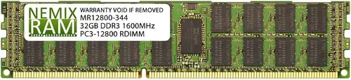 NEMIX RAM 32GB (1X32GB) DDR3 1600MHz PC3-12800 4Rx4 1.5V ECC RDIMM Registered Server Memory