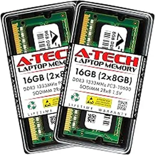 A-Tech 16GB Kit (2x8GB) RAM for HP 15-ac104la, 15-ac130ds, 15-g020dx, 15-g024au, 18-5010, 19-2010t, 19-2011, 20-B010Z, 210 G1, 350 G1 | DDR3 1333MHz PC3-10600 SODIMM 1.5V Non-ECC Memory Upgrade