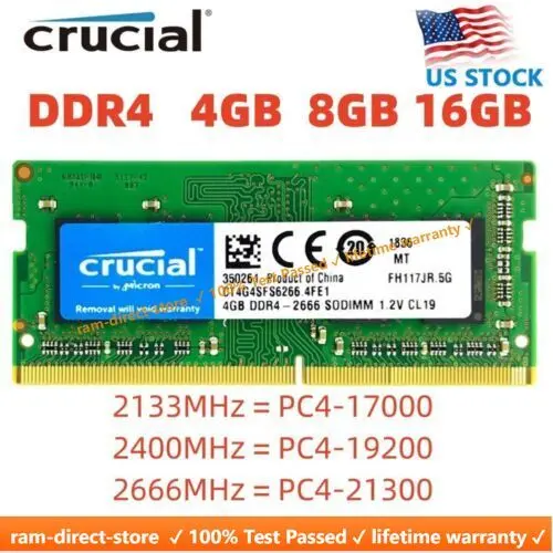 Crucial DDR4 4GB 8GB 16GB 3200 2400 2666 SO-DIMM Laptop RAM