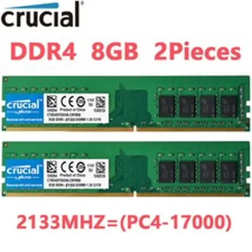 Crucial DDR4 16GB 2X8GB 2133Mhz PC4-17000 288pins Desktop Memory Dimm Ram