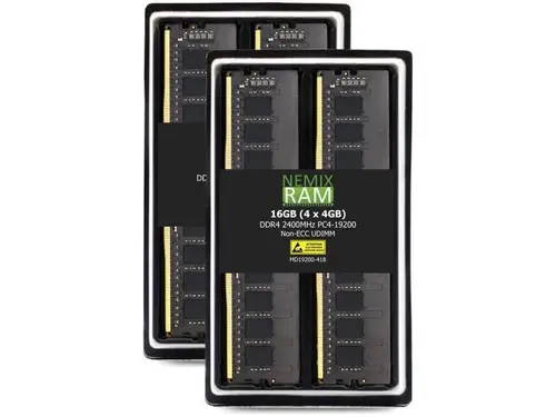 NEMIX RAM 16GB (4X4GB) DDR4 2400MHZ PC4-19200 1Rx8 1.2V 288-PIN Non-ECC Unbuffered UDIMM Desktop PC Memory KIT Compatible with ASUS Desktops