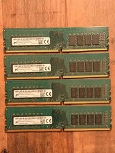 Lot of 4 Micron 16GB 2Rx8 PC4-2400T-UBB1-11 Unbuffered RAM MTA16ATF2G64AZ-2G3B1