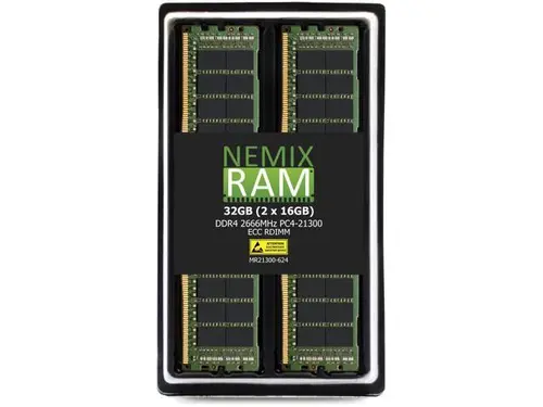 NEMIX RAM 32GB (2X16GB) DDR4 2666MHZ PC4-21300 2Rx4 1.2V 288-PIN ECC RDIMM Registered Server Memory KIT Compatible with ASUS KNPA-U16 EPYC 7000...