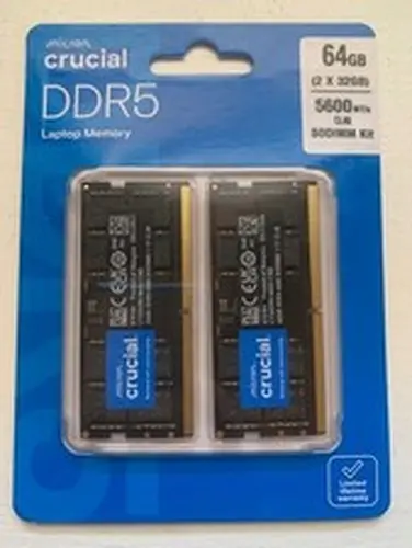NEW GENUINE OEM Crucial 64GB Kit (2 X 2GB) DDR5 – 5600 SODIUM RAM-CT2K32G56C46S5